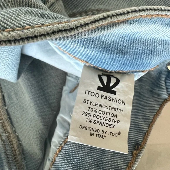 Light Blue Jeans Paisley Polyester Print on side of the Wide Leg Size: XS - Picture 10 of 10